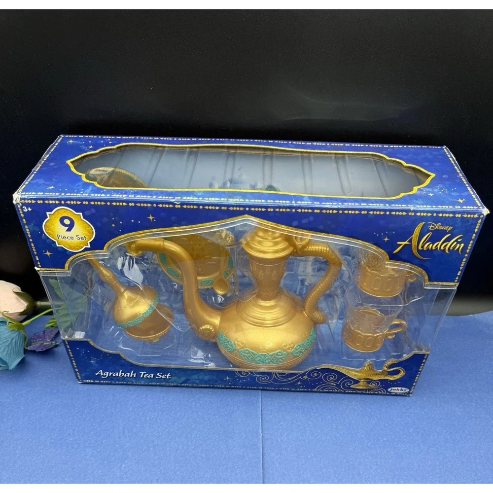New Disney Aladdin Agrabah 9 Pc Tea Set Jakks Teapot Cups Saucers Collectible